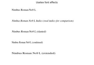 Usetex Fonteffects